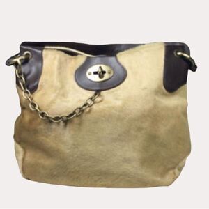 Paolo Masi Fur Leather Cow Calf Hair Italy Purse Bag  Satchel Brown bv